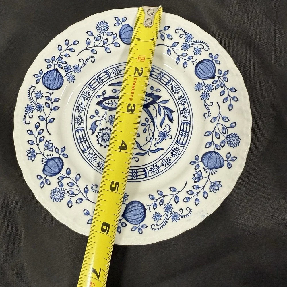 Blue Heritage Blue Onion Saucer & Bowl Set England Blue White Vintage Ironstone